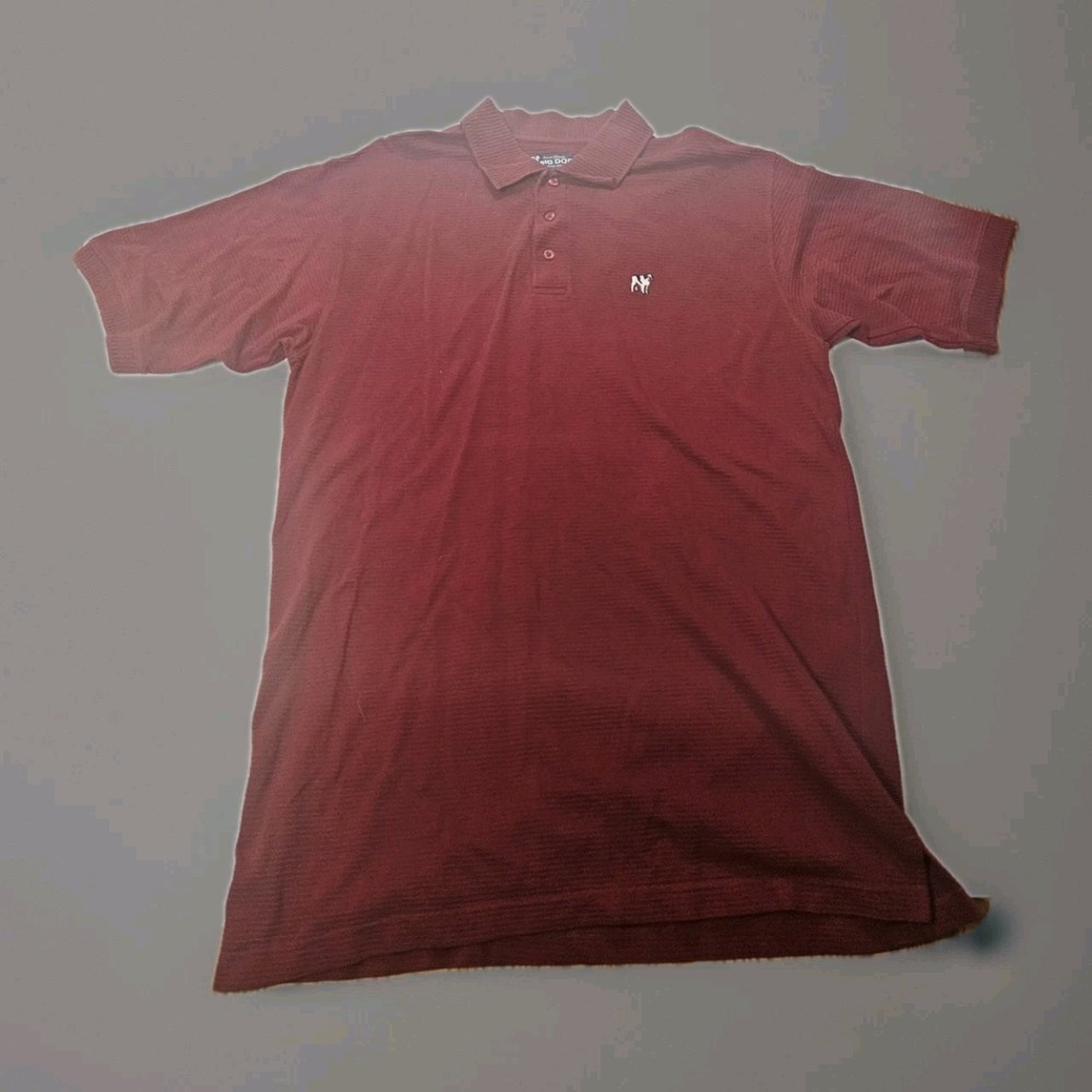 Big Dogs Vintage Red Textured Polo XL Logo Embroidered 100% Cotton EUC